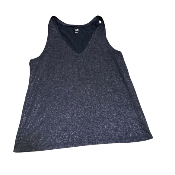 Women's Black Sleeveless Top by Express stretchy shimmering V neck comfortable - Picture 1 of 7